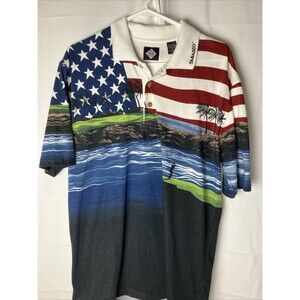 Vintage Tabasco Golf Polo Americana Hawaiian Cotton US Flag Summer Old School